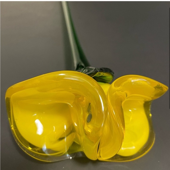 2 Geneva Collection Czech 17” Hand Made Long Stem Glass Orange & Yellow Flowers - Picture 9 of 9